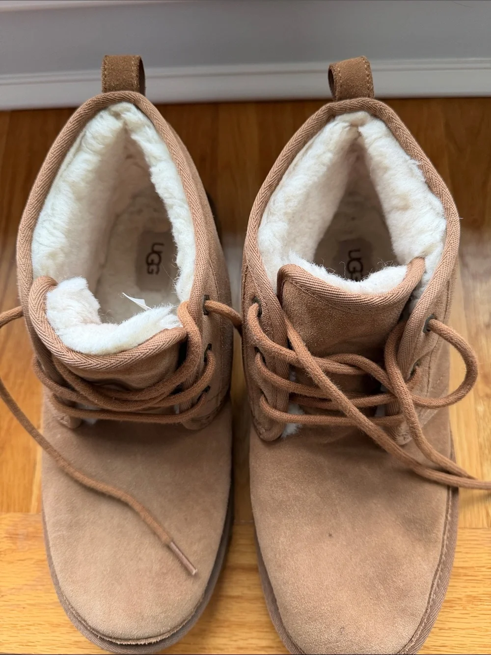 UGG Chestnut Suede Shearling Lace-Up Ankle Boots